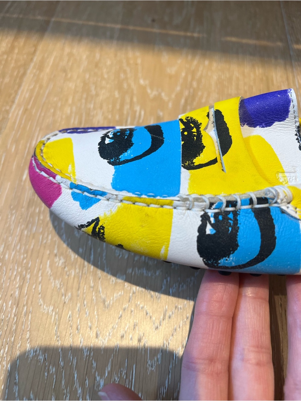 Tod’s Gommino Loafers Pop Art Eye Print Multicolor Italian Leather Women US 7.5 - Picture 10 of 16